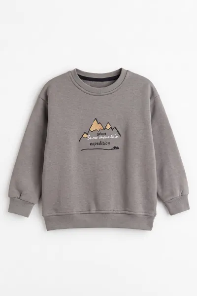 Füme (4-12 Yaş) 3 İplik Şardonlu Erkek Çocuk Sweatshirt 495872