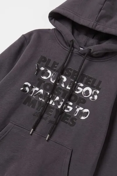 Füme (4-12 Yaş) Baskılı Kapüşonlu ve Kanguru Cepli  3 İp Şardonlu Erkek Çocuk Sweatshirt 496864
