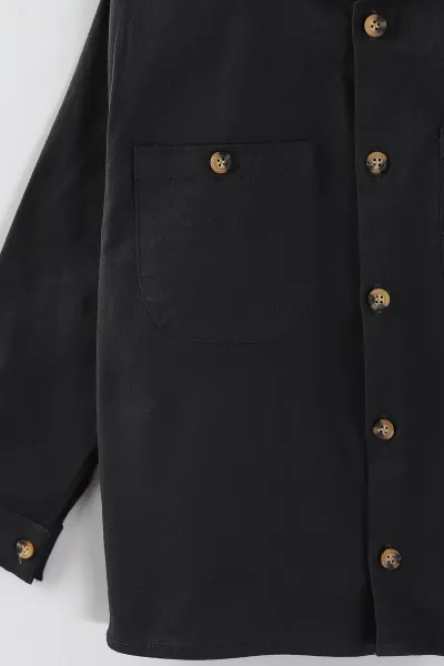 Füme (4-13 Yaş)  Çift Cepli Oversize Kalıp Erkek Çocuk Gabardin Gömlek 442189