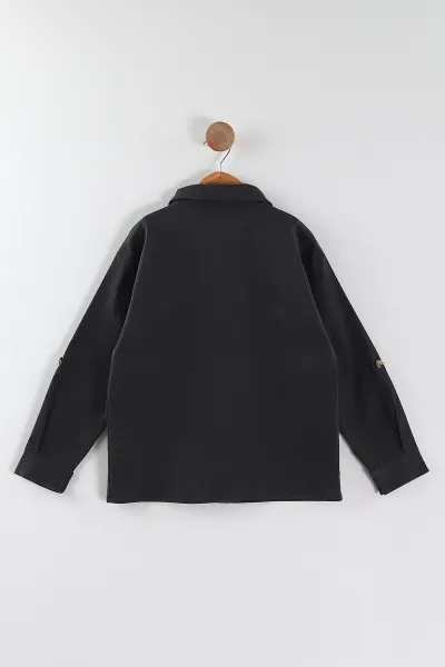 Füme (4-13 Yaş)  Çift Cepli Oversize Kalıp Erkek Çocuk Gabardin Gömlek 442189