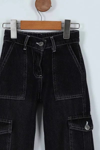 Füme (4-9 Yaş) Beyaz Dikişli Kız Çocuk Pantolon 246179