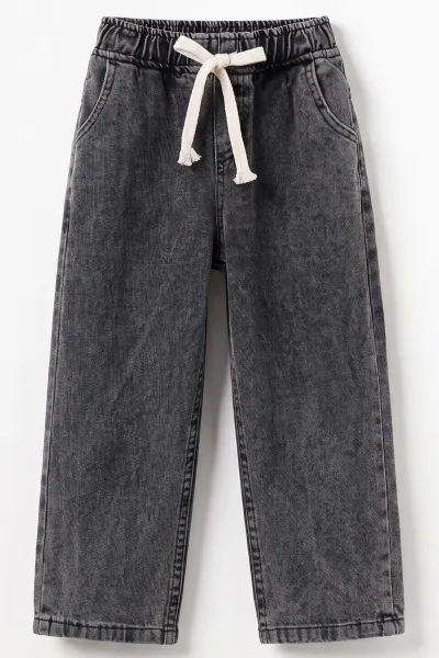Füme (5-12 Yaş) Baggy  Belden Bağlamalı Erkek  Çocuk Kot Pantolon 490864