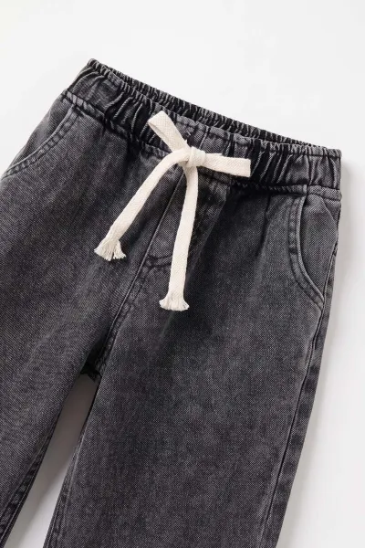 Füme (5-12 Yaş) Baggy  Belden Bağlamalı Erkek  Çocuk Kot Pantolon 490864