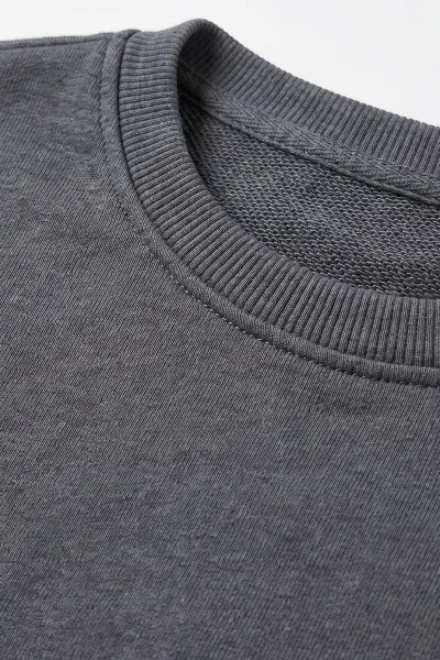 Füme (5-12 Yaş) Baskısız   Düz 3 İp Şardonlu Erkek Çocuk Sweatshirt 483590