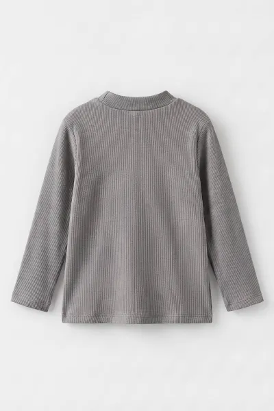 Füme (5-12 Yaş) Yarım Balıkçı Yaka Kaşkorse Çocuk Body Sweatshirt 495519