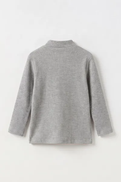Füme (5-12 Yaş) Yarım Balıkçı Yaka Kaşkorse Kız Çocuk Body Sweatshirt 493212