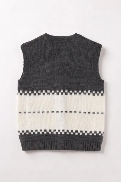 Füme (5-8 Yaş) Araba Motifli  Erkek Çocuk Triko Yelek 474212