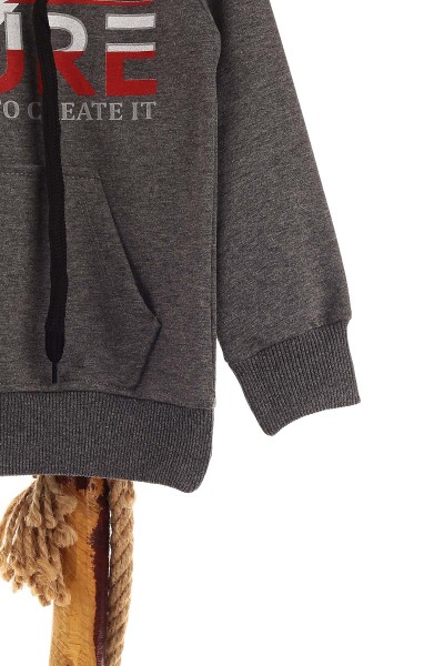 Füme (5-8 Yaş) Future Baskılı Kapüşonlu Erkek Çocuk Sweat 152712
