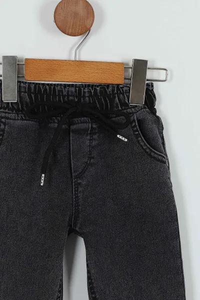 Füme (8-12 Yaş) Bel ve Paça Lastikli Erkek Çocuk Kot Pantolon 252366