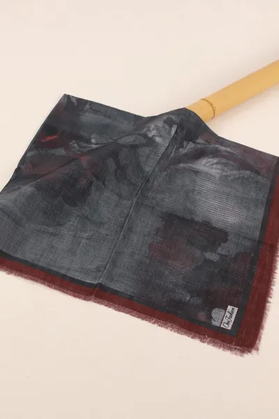 Füme 90x90 Cm Dijital Baskılı Desenli Flam Çekme Eşarp 428664