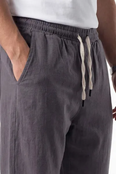 Füme Baggy Yıkamalı Belden Bağlamalı Erkek Pantolon 450172