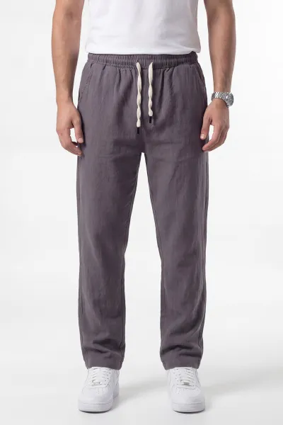 Füme Baggy Yıkamalı Belden Bağlamalı Erkek Pantolon 450172