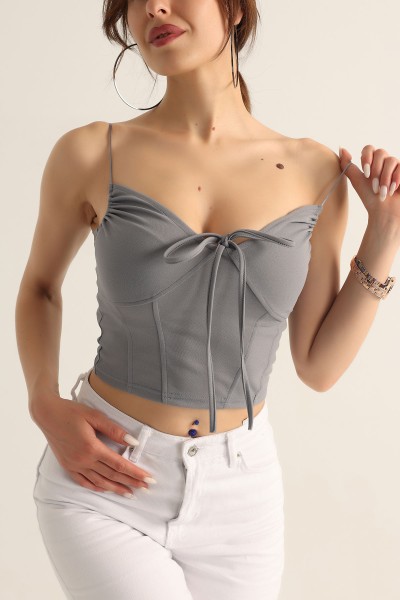 Füme Bağlamalı Krep Bluz 177806