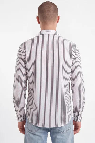 Füme Bambu Çizgili Uzun Kol   Erkek Gömlek 471870