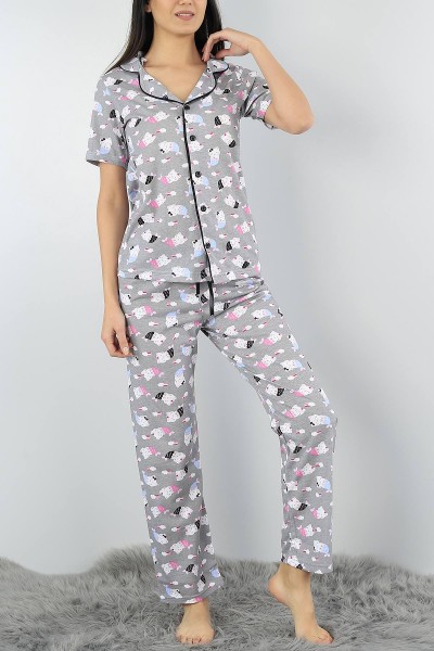 Füme Baskılı Bayan Pijama Takımı 54541