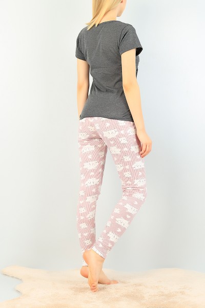 Füme Baskılı Bayan Pijama Takımı 73487