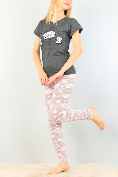 Füme Baskılı Bayan Pijama Takımı 73487
