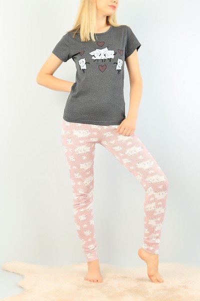 Füme Baskılı Bayan Pijama Takımı 73487