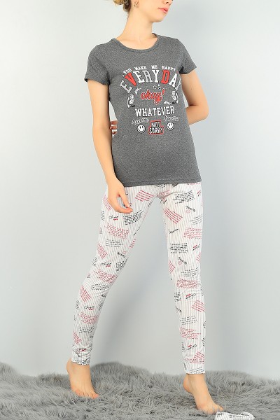 Füme Baskılı Bayan Pijama Takımı 73552