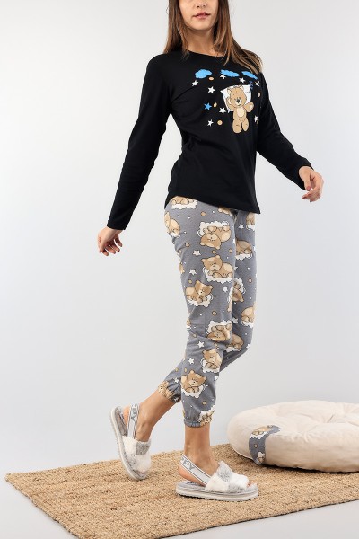 Füme Baskılı Bayan Pijama Takımı 89391