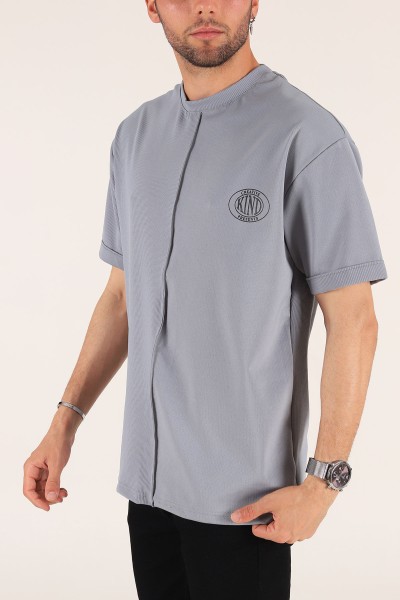 Füme Baskılı Fitilli Oversize Erkek Tişört 177469