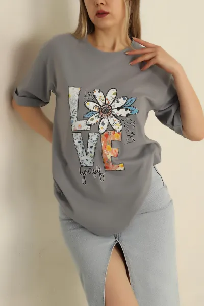 Füme Baskılı Süprem Bayan Tişört 266367