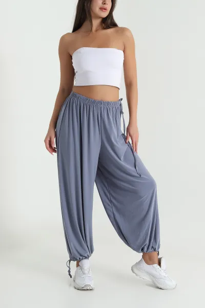 Füme Bel ve Paça Lastikli Sandy Kadın Şalvar Pantolon 477605