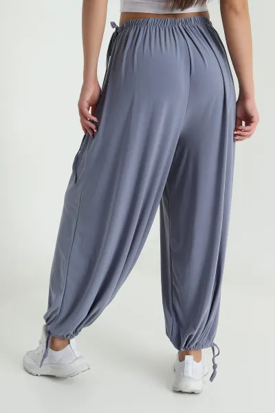 Füme Bel ve Paça Lastikli Sandy Kadın Şalvar Pantolon 477605