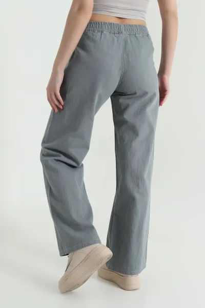 Füme Beli Lastikli Kadın Gabardin Pantolon 437769