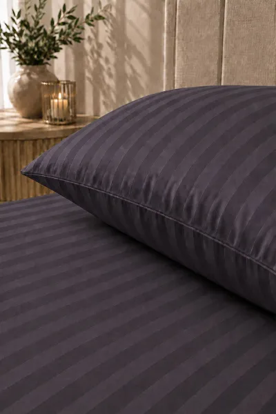 Füme Bella Home 100x200 Cm Tek Kişilik Çizgili Saten Çarşaf Seti 483001