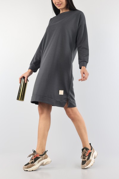 Füme Bisiklet Yaka Elbise Tunik 89282