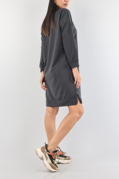 Füme Bisiklet Yaka Elbise Tunik 89282