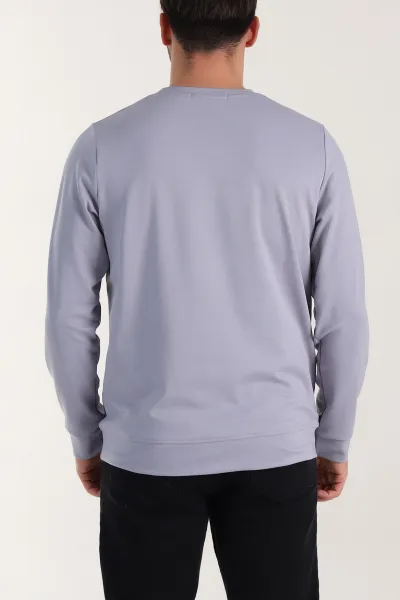 Füme Bisiklet Yaka Likralı Erkek Sweatshirt 410582