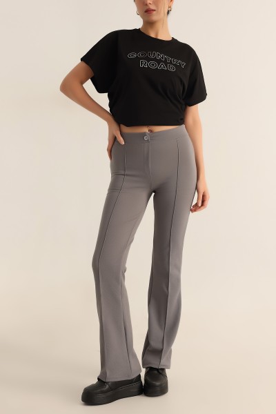 Füme Çimalı Likralı Bayan Pantolon 182351