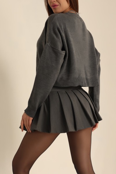 Füme Crop Triko Kazak 223891