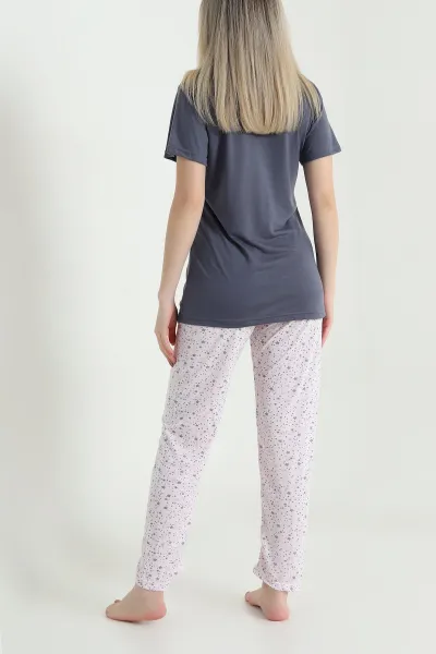 Füme Desenli Viskon Kadın Pijama Takımı 466623