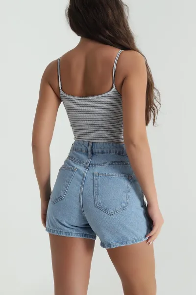 Füme Destekli Çizgili Kadın Büstiyer 485505