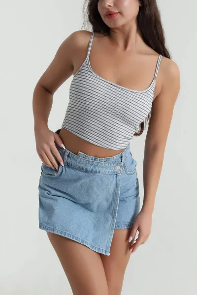 Füme Destekli Çizgili Kadın Büstiyer 485505