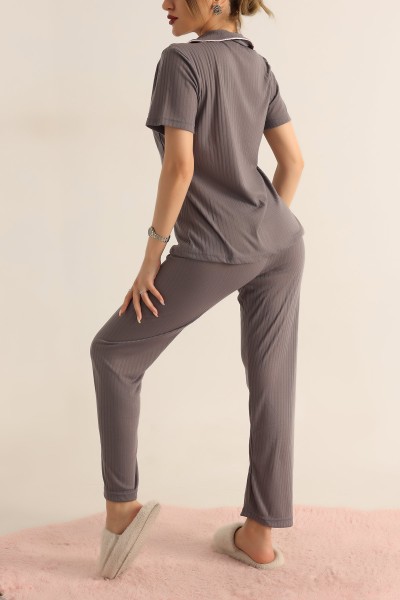 Füme Düğmeli Bayan Pijama Takımı 181838