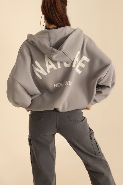 Füme Fermuarlı İçi Şardonlu Bayan Sweat 209696