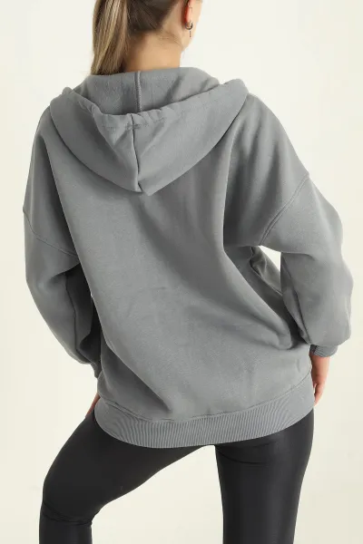 Füme Fermuarlı Şardonlu Bayan Sweat 292165