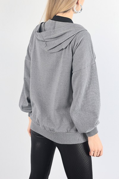 Füme Fermuarlı Şardonlu Bayan Sweat 88386