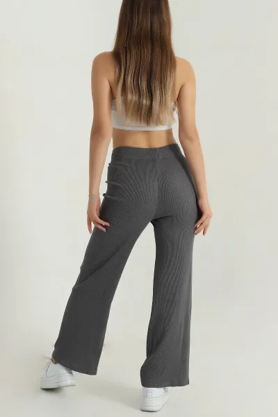 Füme Fitilli Likralı Kadın Pantolon 400785