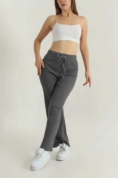 Füme Fitilli Likralı Kadın Pantolon 400785