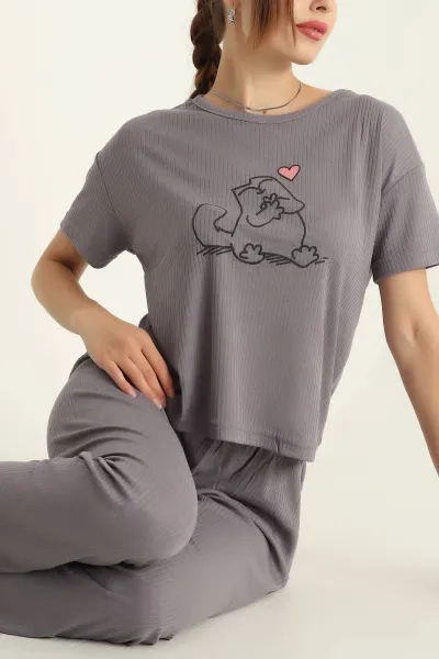 Füme Fitilli Viskon Bayan Pijama Takımı 288972
