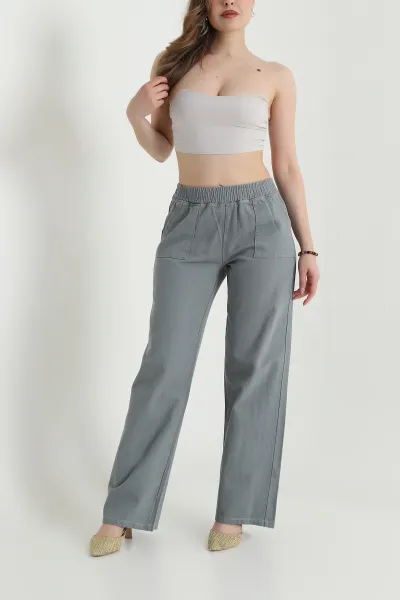 Füme Gabardin Palazzo Kadın Pantolon 469185