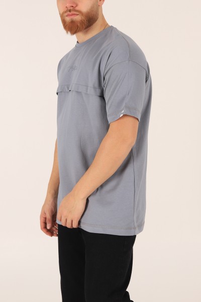 Füme İmza Detaylı Parçalı Oversize Tişört 165230