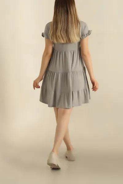 Füme Kolları Fırfırlı Modal Elbise 268081