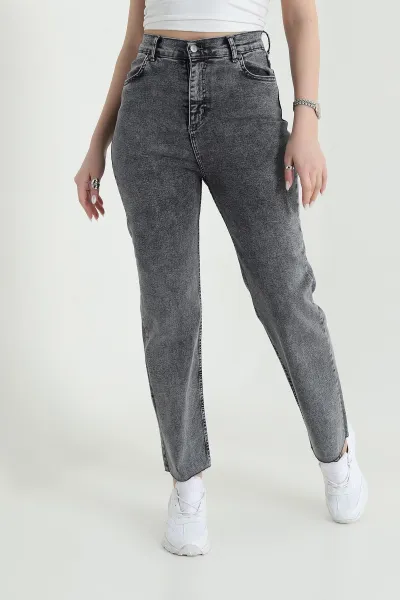 Füme Lazer Paça Likralı Kadın Kot Pantolon 444062