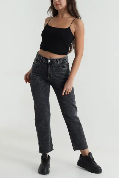 Füme Likralı Mom Kadın Kot Pantolon 494460
